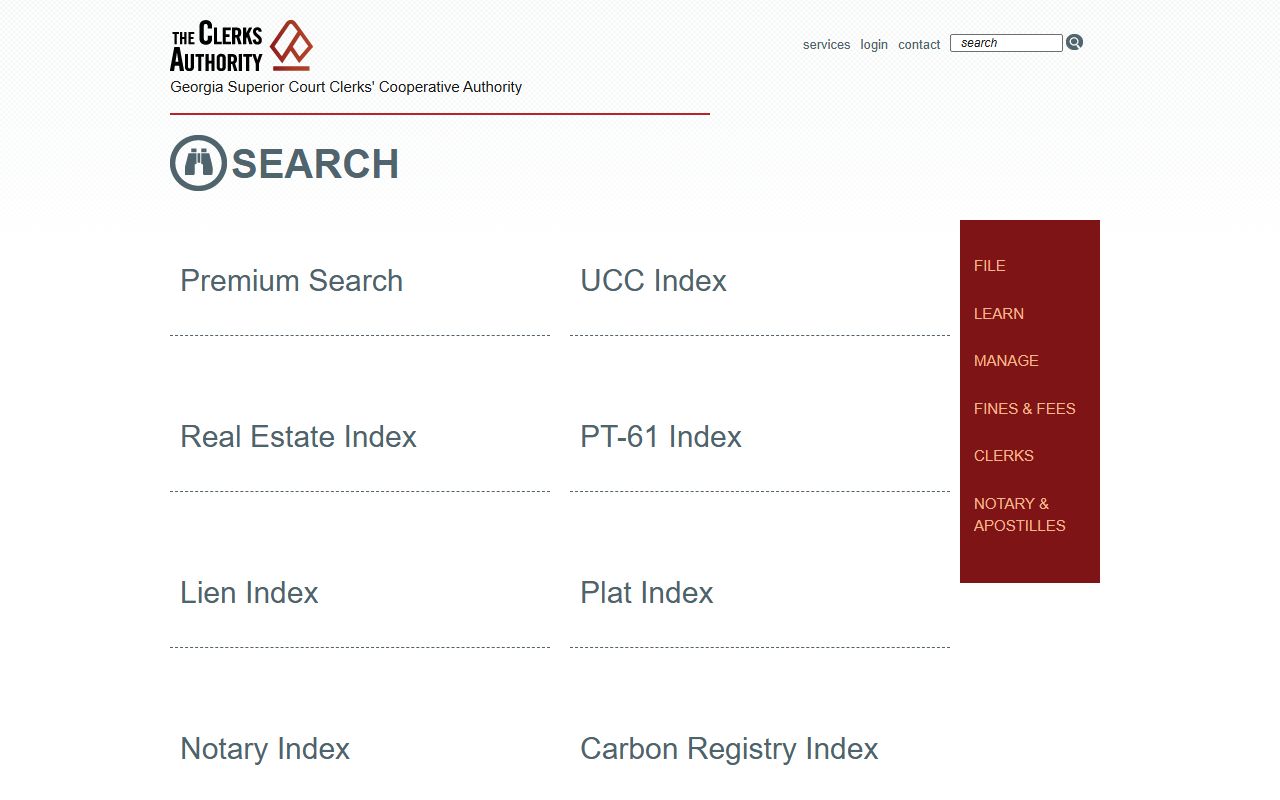 Meriwether County court records GSCCCA statewide search menu