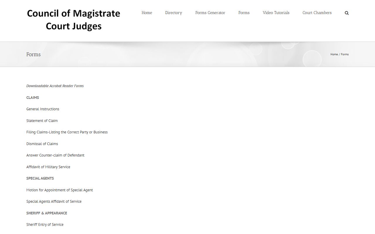 Meriwether County court records Magistrate Court forms