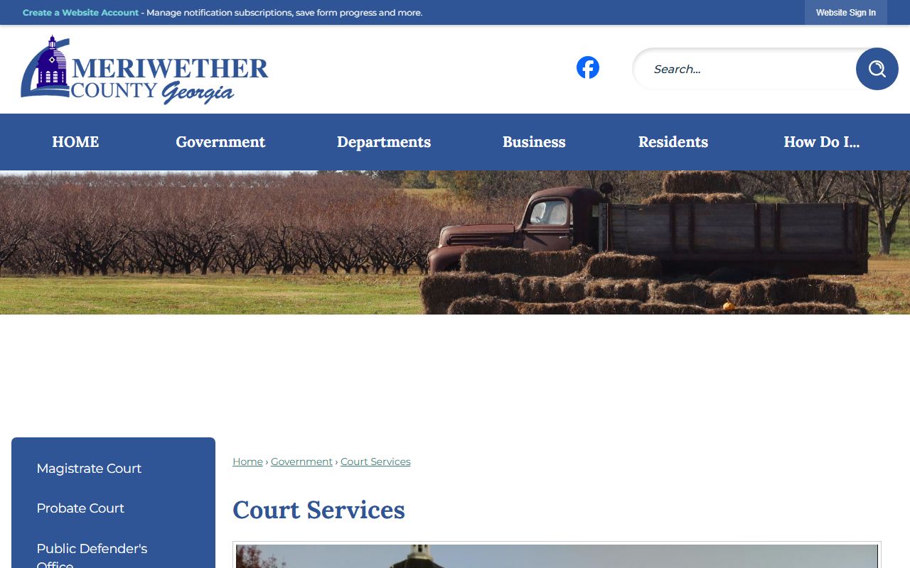 Meriwether County court records court services landing page