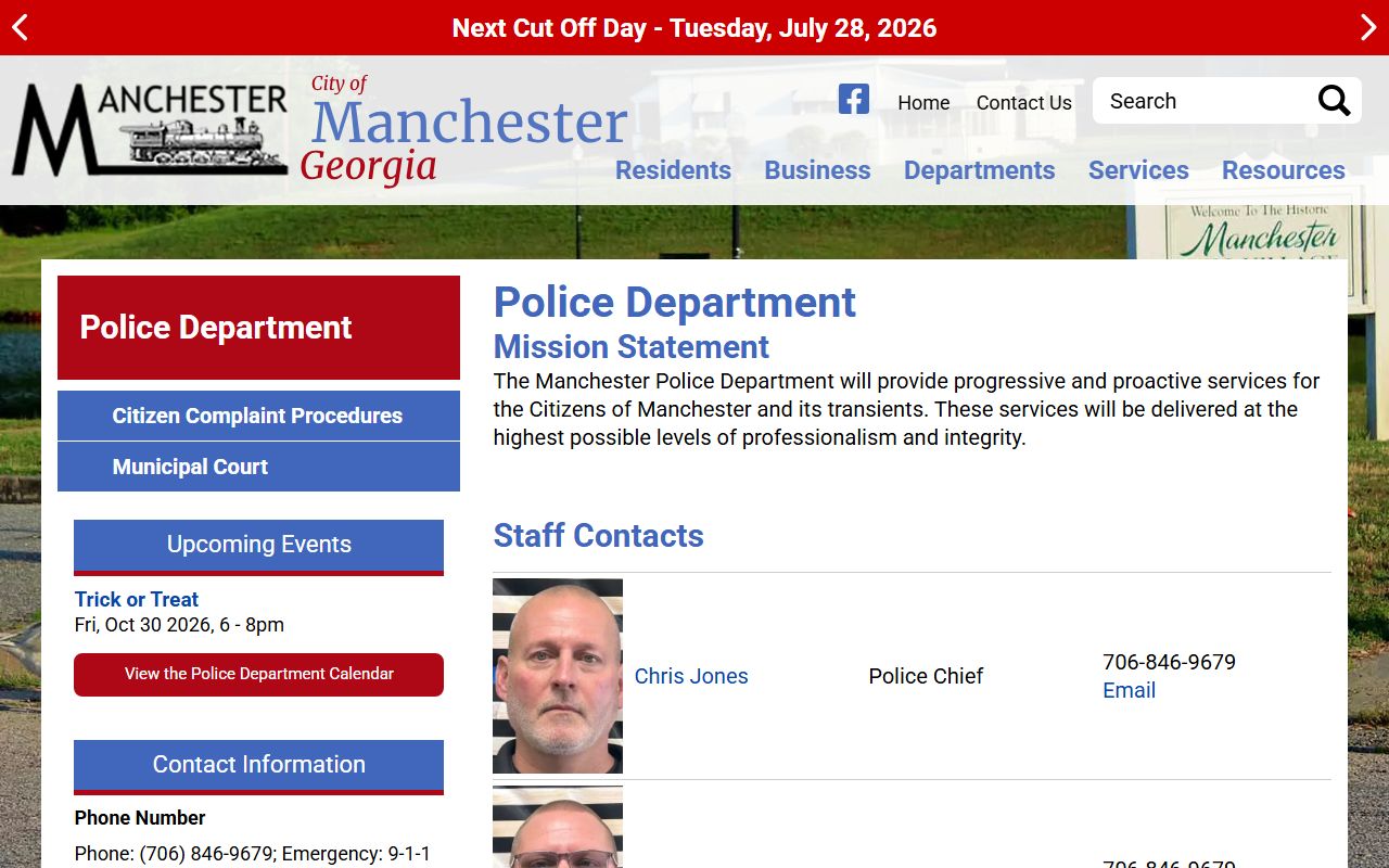 Meriwether County warrant records Manchester Police Department official page