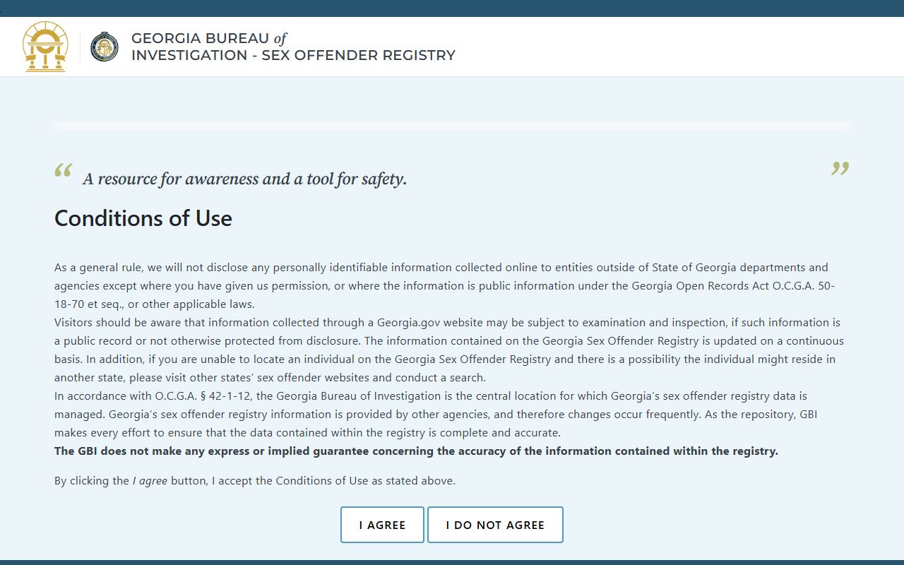 Meriwether County warrant records GBI public sex offender registry search page